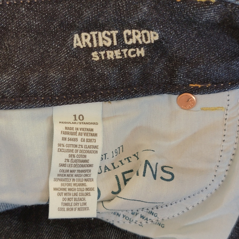American Eagle Artist Crop Jeans Dark Blue Cropped Low Rise Stretch Denim AE 10 - Picture 9 of 9